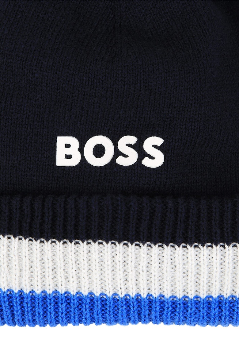 BOSS Kidswear BOSS - Шапка с помпон и контрасти - Pepit.bg