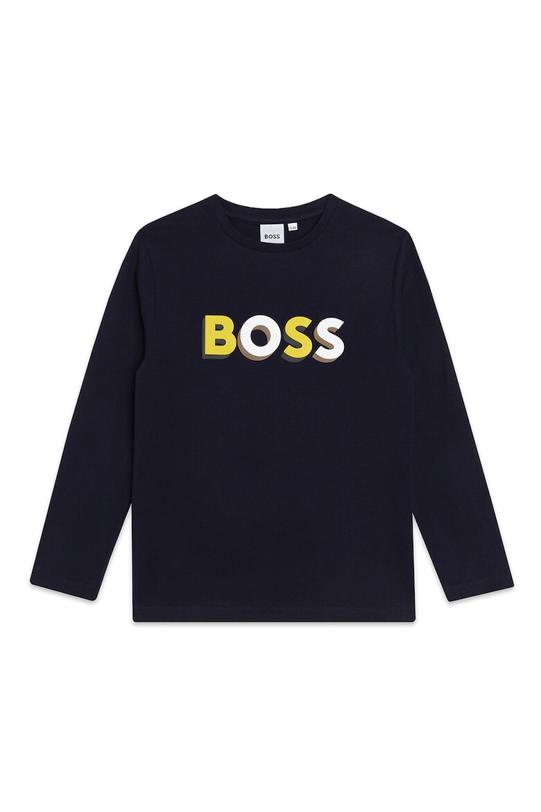 BOSS Kidswear Дълга памучна пижама с контрастно лого - Pepit.bg