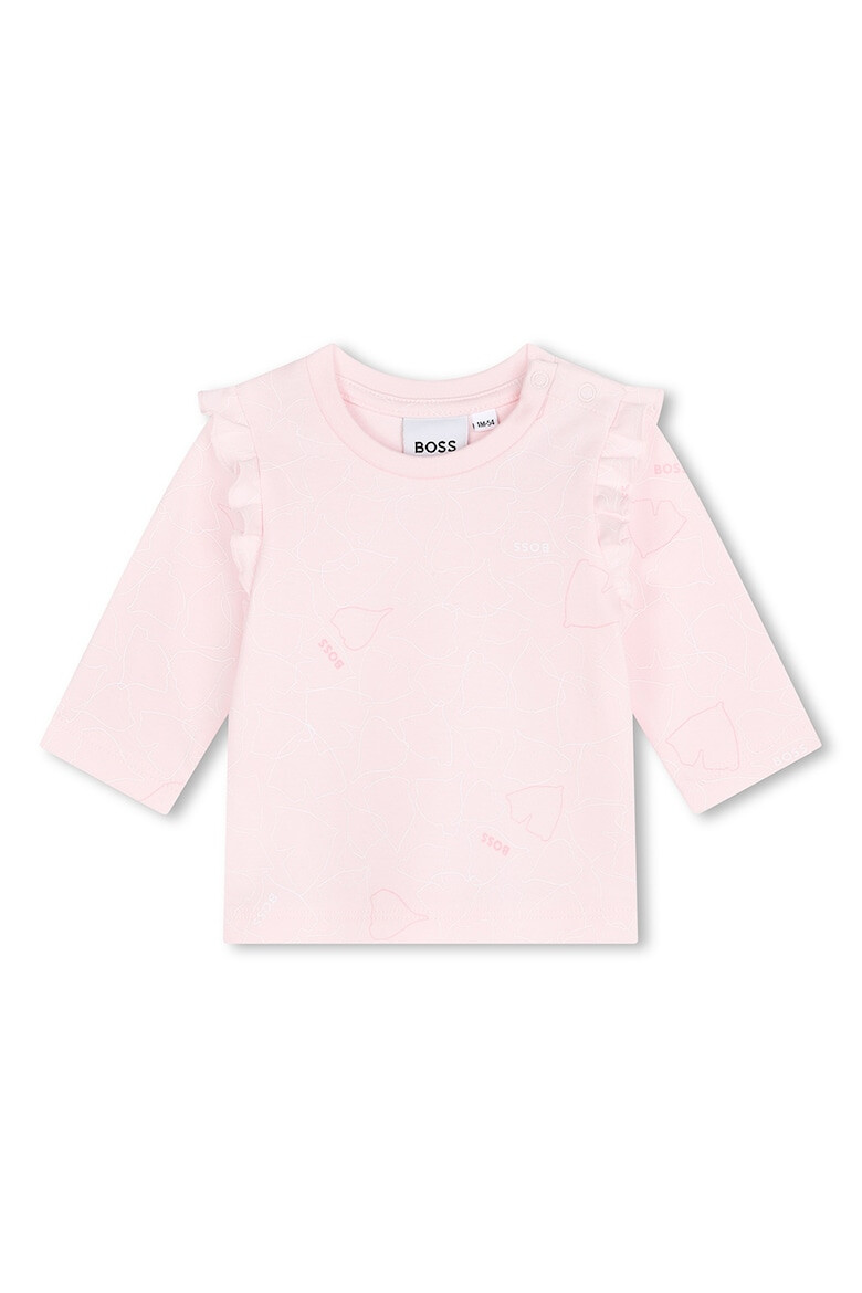 BOSS Kidswear Дънков гащеризон и блуза с десен - Pepit.bg