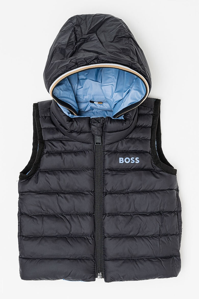 BOSS Kidswear Двулицев ватиран елек с качулка - Pepit.bg