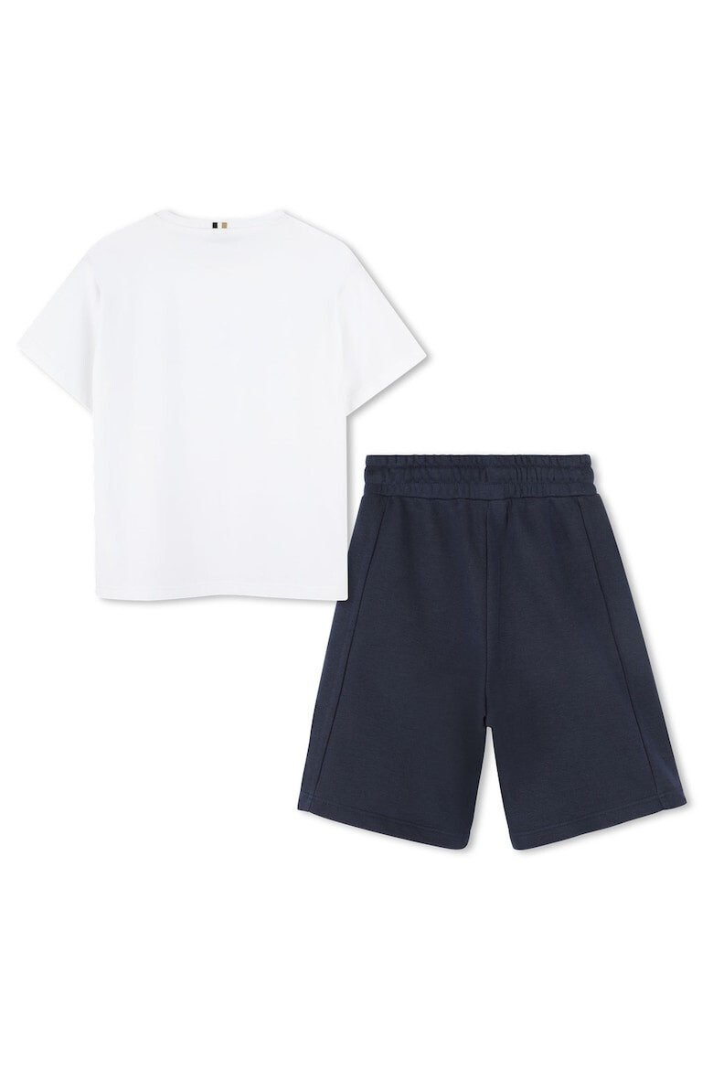 BOSS Kidswear Памучен екип с лого - Бял/Тъмносин - Pepit.bg