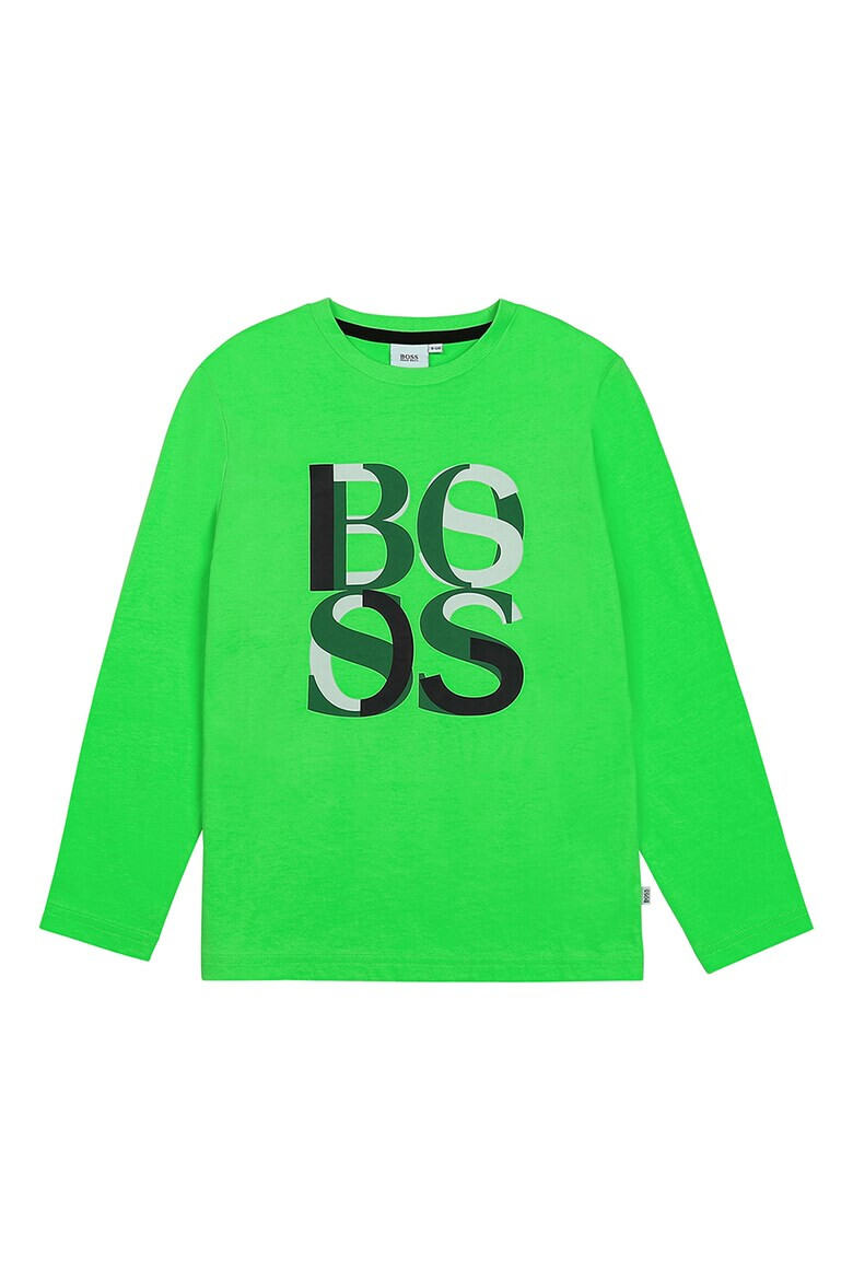 BOSS Kidswear Памучна блуза с уголемено лого - Pepit.bg