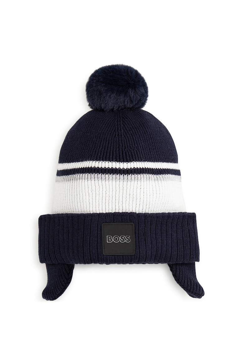 BOSS Kidswear Памучна шапка с помпон - Pepit.bg