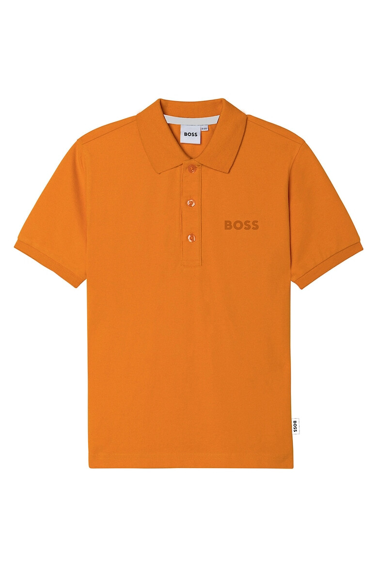 BOSS Kidswear Памучна тениска с яка и ефект на пике - Pepit.bg