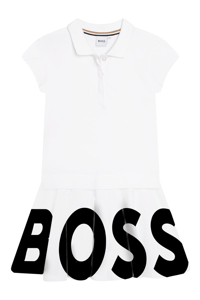 BOSS Kidswear Рокля с яка и контрастно лого - Pepit.bg