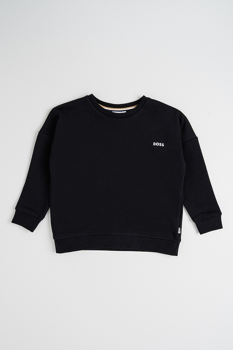 BOSS Kidswear Суитшърт с овално деколте - Черен - Pepit.bg