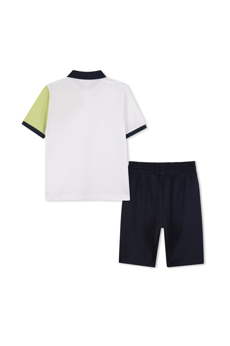 BOSS Kidswear Тениска с яка и бермуди - Бял/Черен/Каки - Pepit.bg