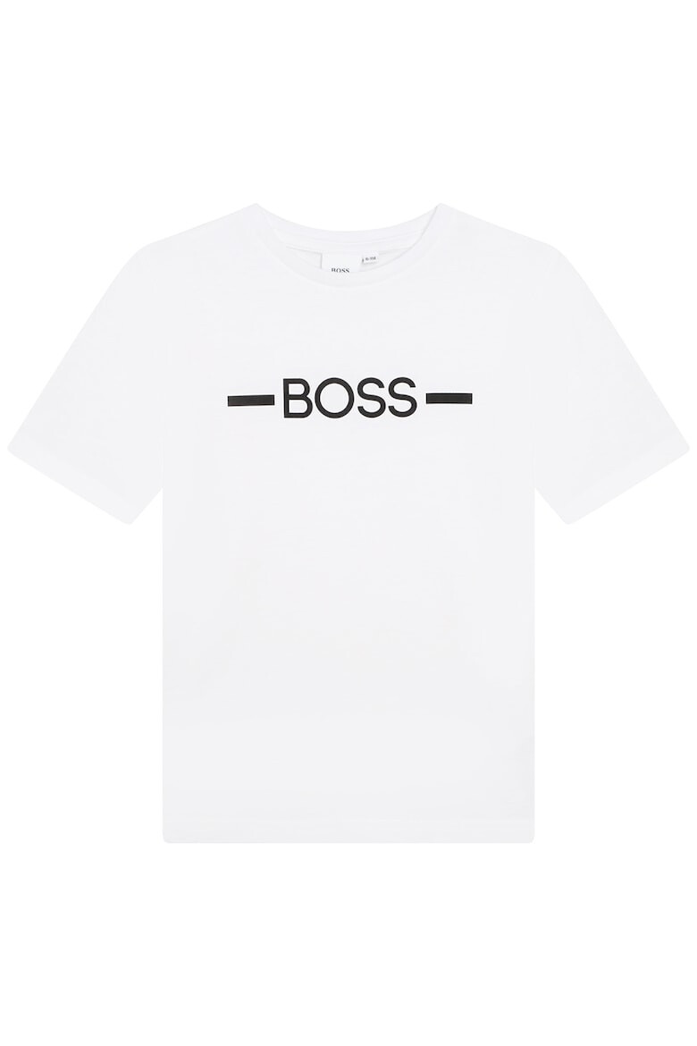 BOSS Kidswear Тениска с овално деколте и контрастно лого - Pepit.bg