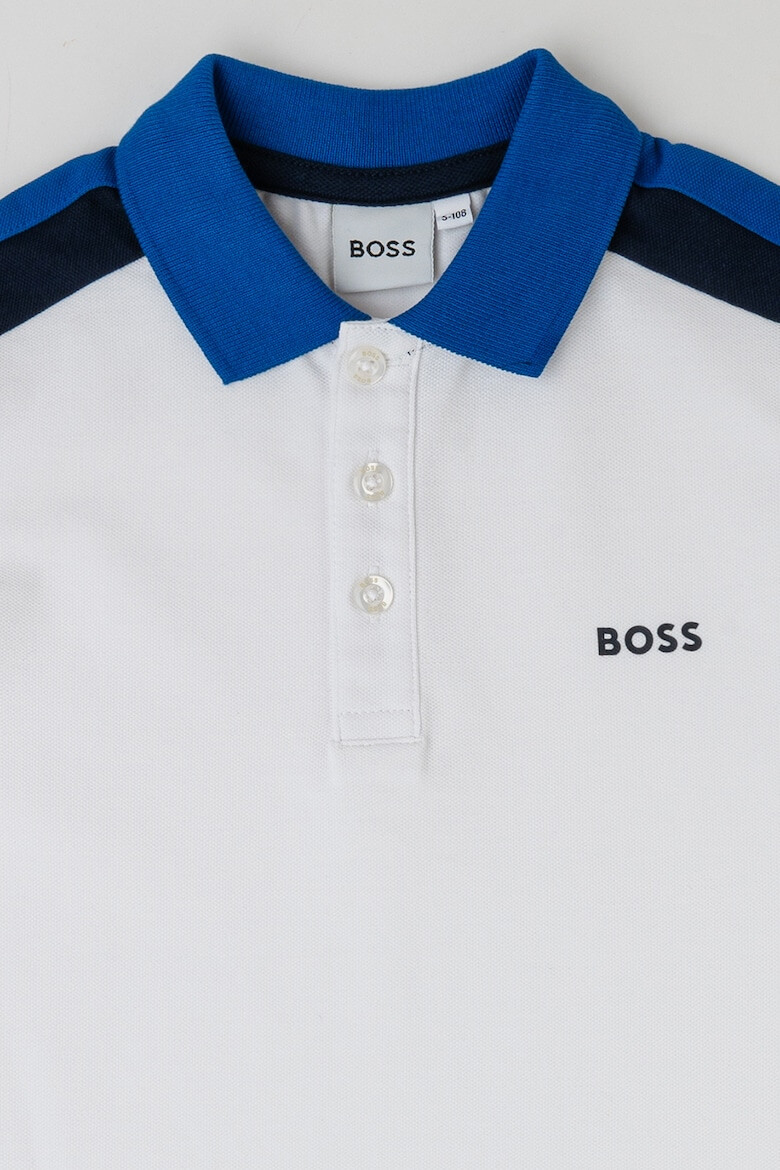 BOSS Kidswear Тениска с памук с яка и лого - Pepit.bg