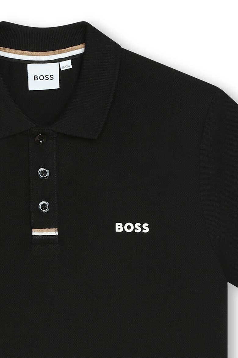 BOSS Kidswear Тениска с памук с яка и лого - Pepit.bg