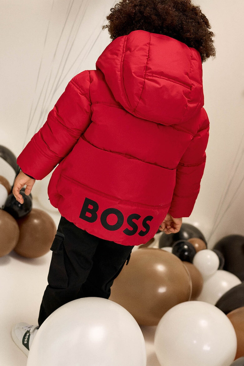 BOSS Kidswear Ватирано зимно яке с качулка и лого - Pepit.bg