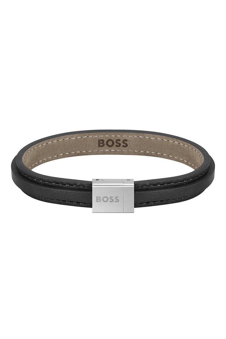 BOSS Кожена гривна с метален клипс - Pepit.bg