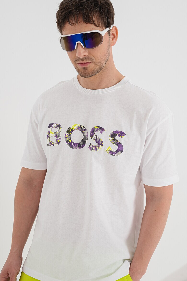 BOSS Памучна тениска Lotus с лого - Pepit.bg