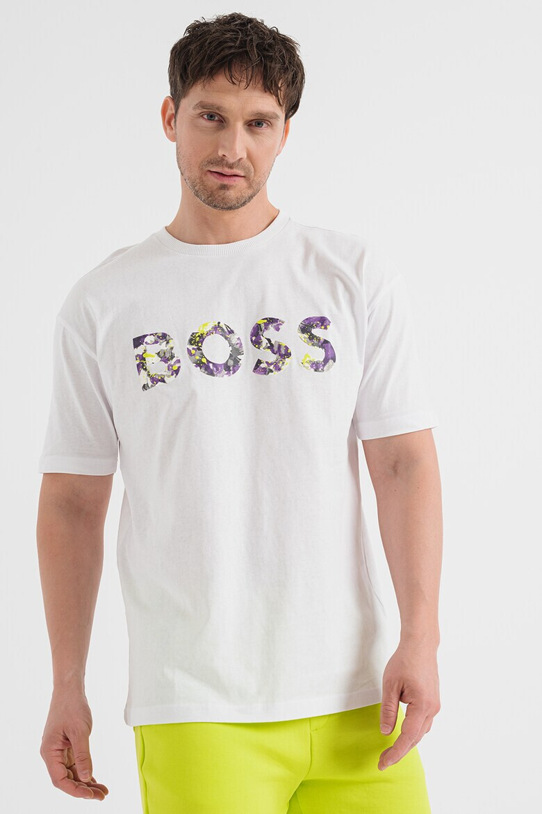 BOSS Памучна тениска Lotus с лого - Pepit.bg
