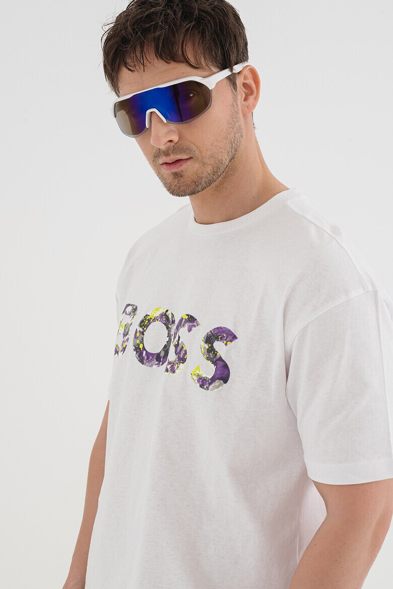 BOSS Памучна тениска Lotus с лого - Pepit.bg