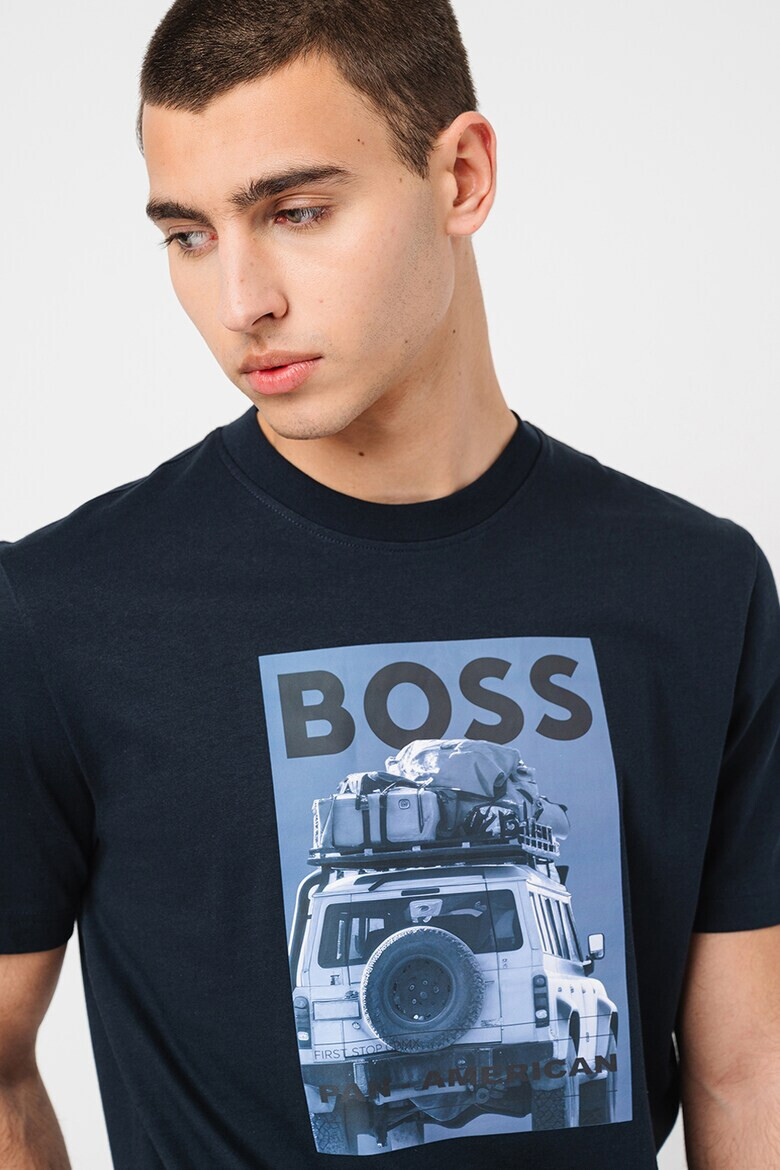 BOSS Памучна тениска с графика - Pepit.bg