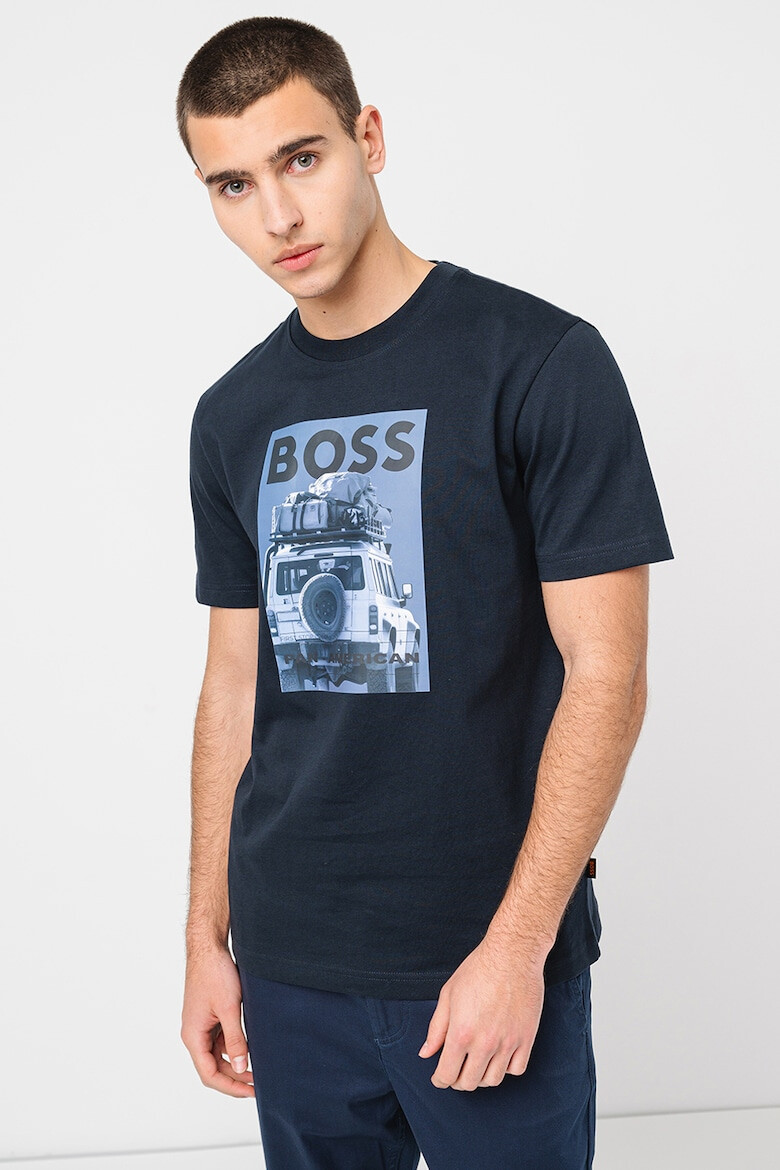 BOSS Памучна тениска с графика - Pepit.bg