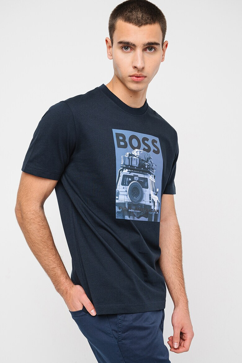 BOSS Памучна тениска с графика - Pepit.bg