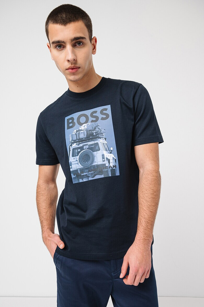 BOSS Памучна тениска с графика - Pepit.bg