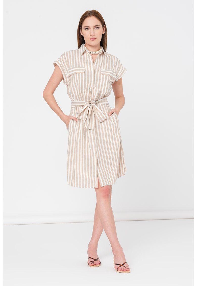 BOSS Рокля Driga тип риза с лен с райе - Pepit.bg