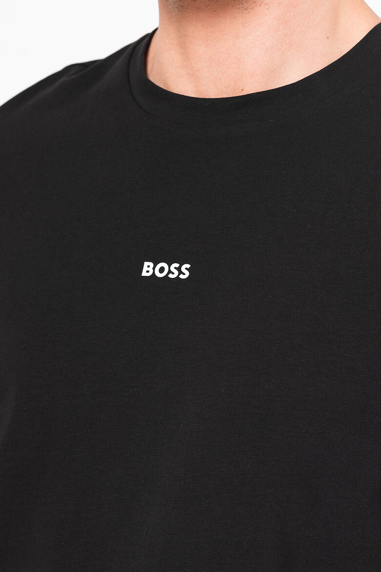 BOSS Тениска с овално деколте и лого - Черен - Pepit.bg