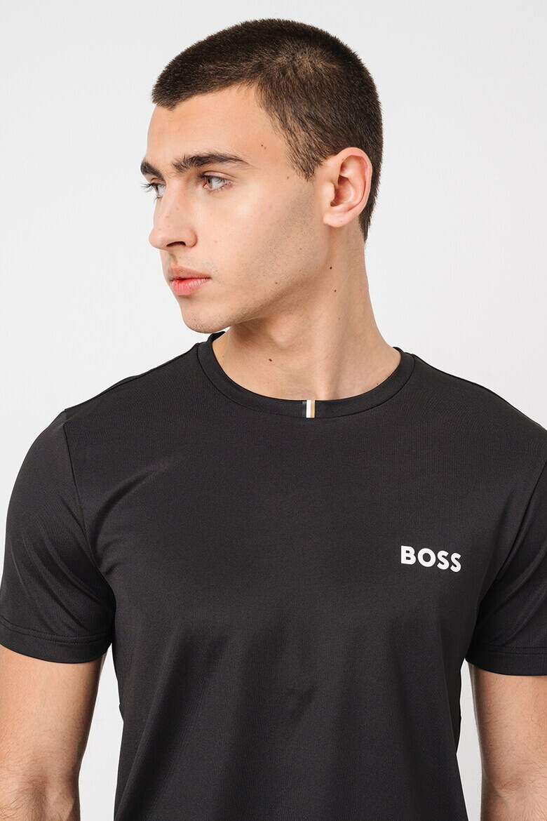 BOSS Тениска с овално деколте и лого - Черен - Pepit.bg