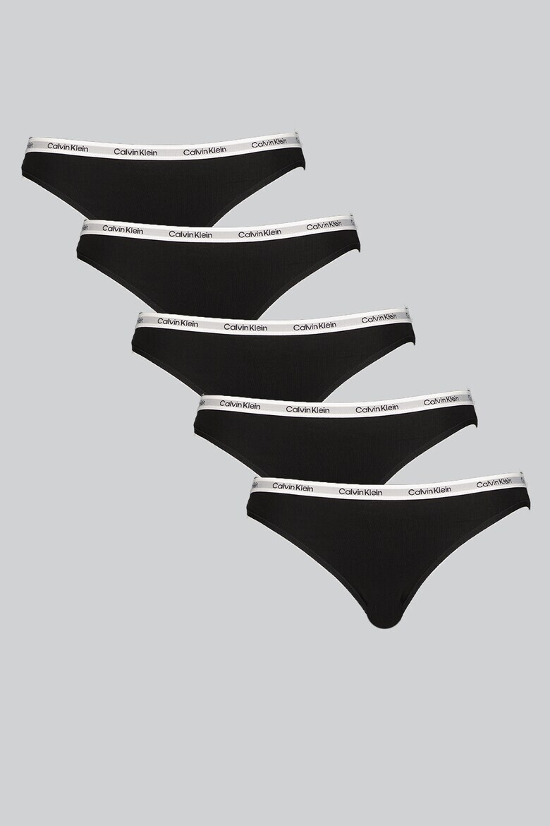 CALVIN KLEIN Бикини с лого - 5 чифта - Бял/Черен - Pepit.bg