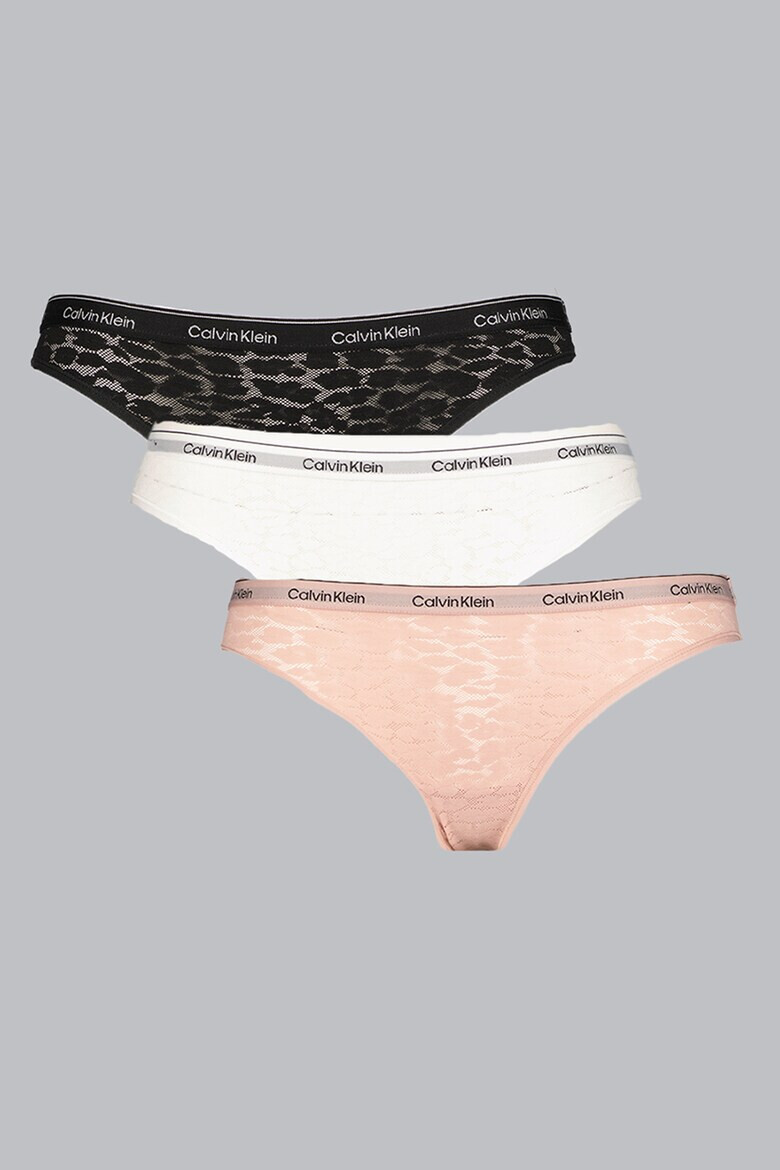 CALVIN KLEIN Бикини с лого на талията - 3 чифта - Pepit.bg