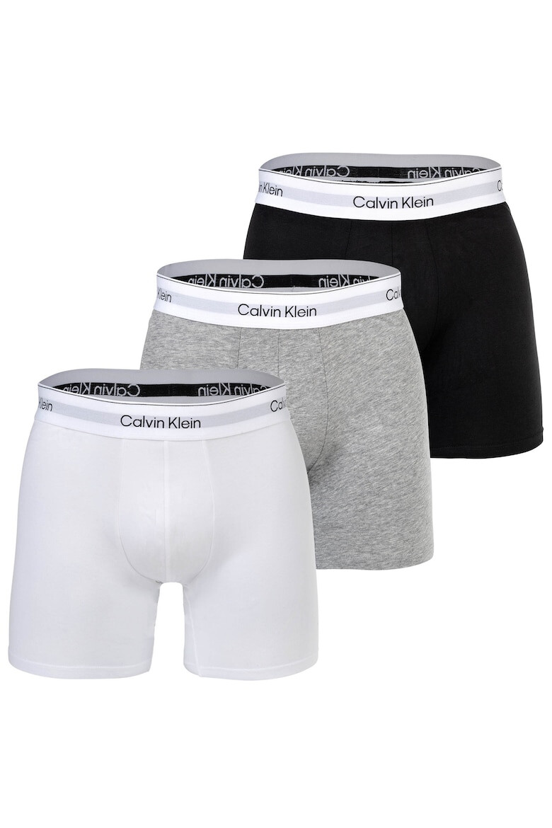 CALVIN KLEIN Боксерки с лого - 3 чифта - Бял/Черен/Сив - Pepit.bg