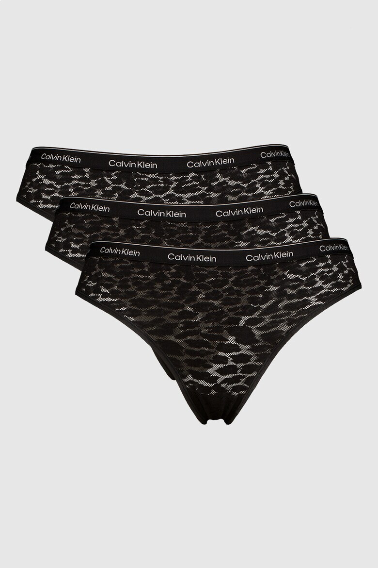 CALVIN KLEIN Дантелени бикини с животинска шарка - 3 чифта - Pepit.bg