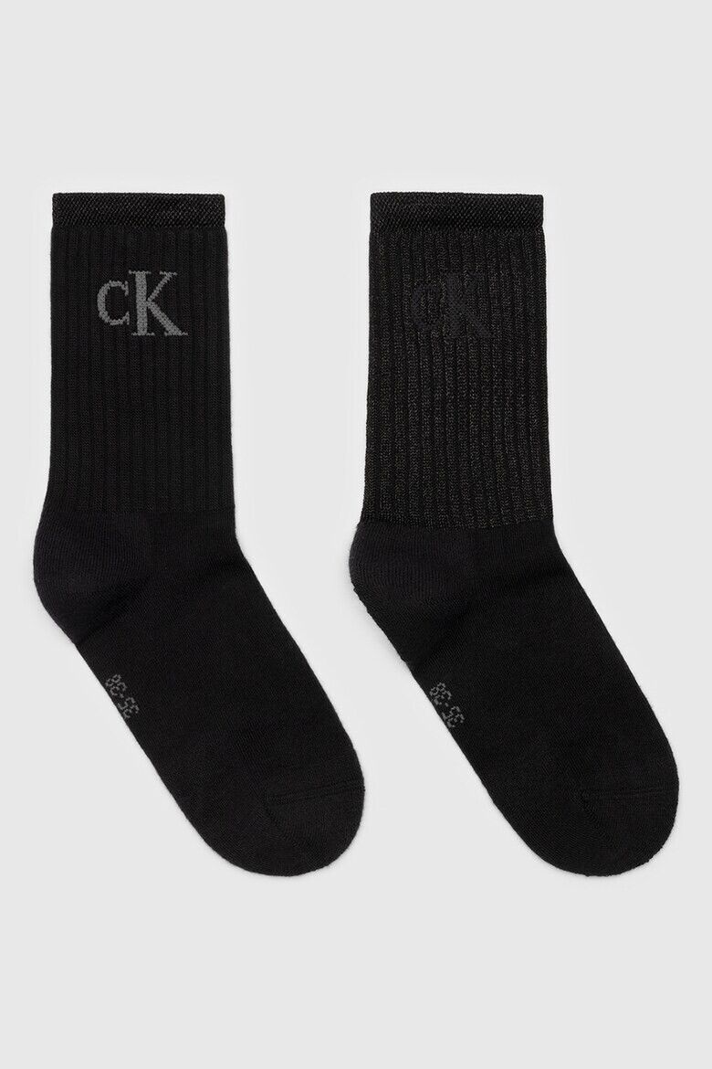 CALVIN KLEIN Дълги чорапи с монограм - 2 чифта - Pepit.bg