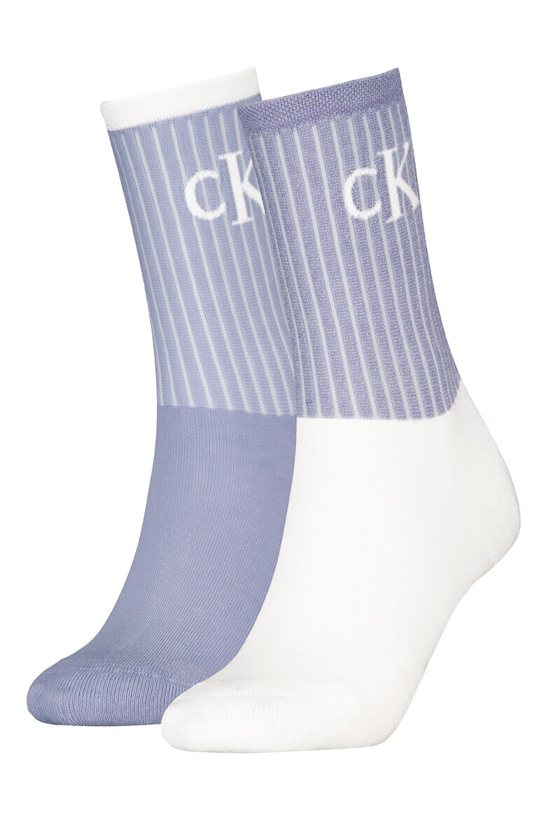 CALVIN KLEIN Дълги чорапи с монограм - 2 чифта - Pepit.bg