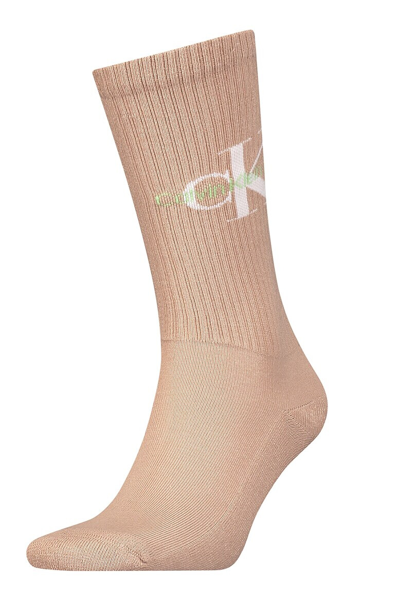 CALVIN KLEIN Дълги рипсени чорапи с лого - Pepit.bg