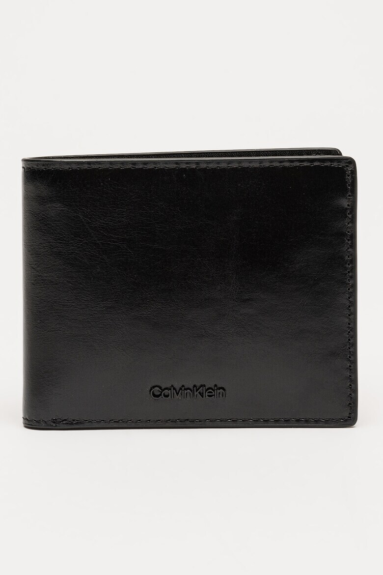 CALVIN KLEIN Едноцветен кожен портфейл - Pepit.bg