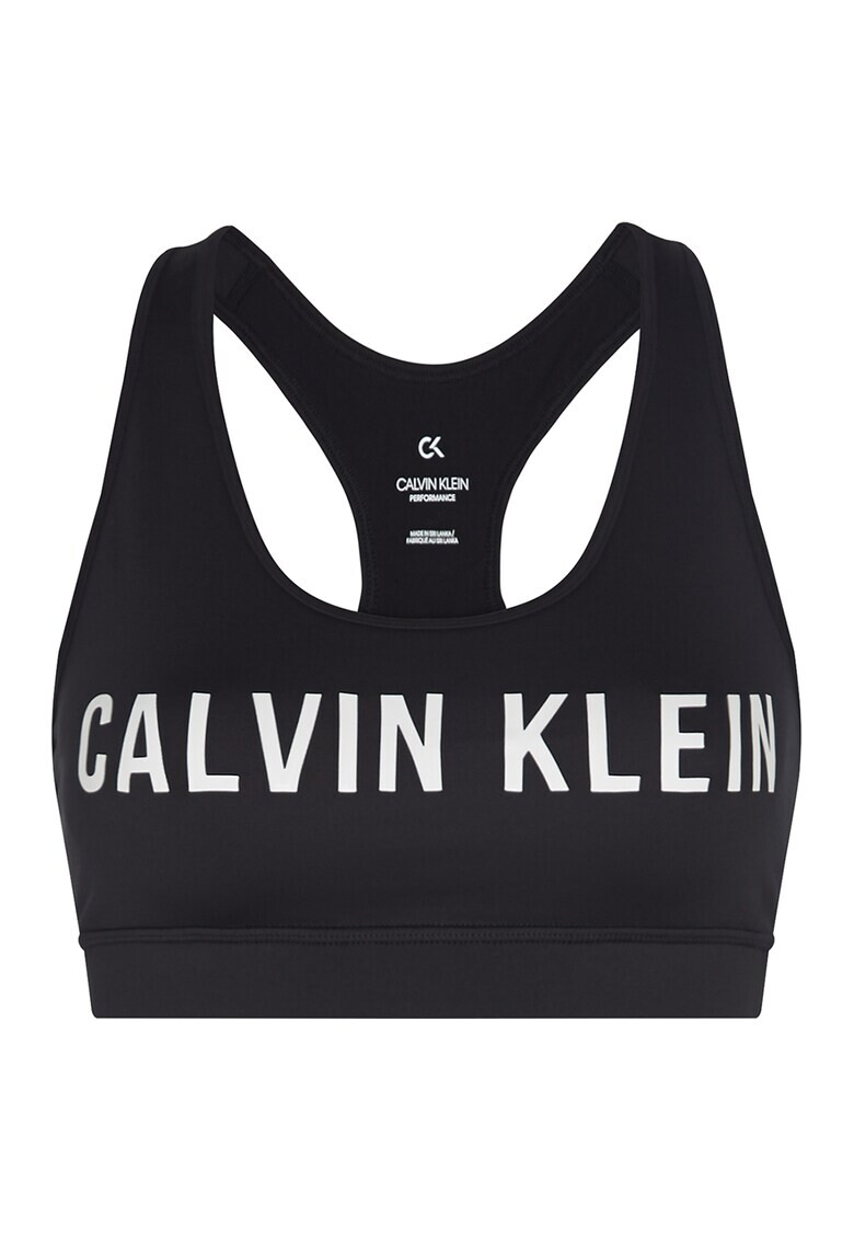 CALVIN KLEIN Фитнес бюстие с изрязан гръб и лого - Pepit.bg