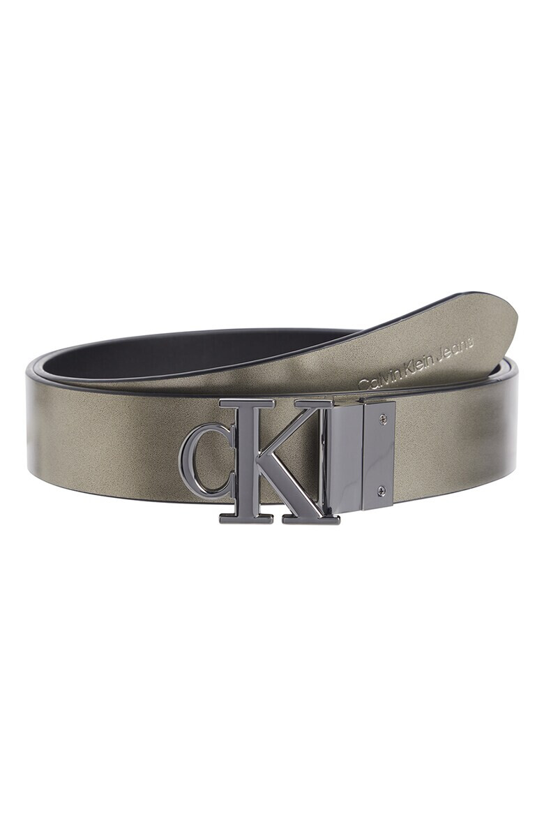 CALVIN KLEIN JEANS Двулицев кожен колан с тока с игла и монограм - Pepit.bg