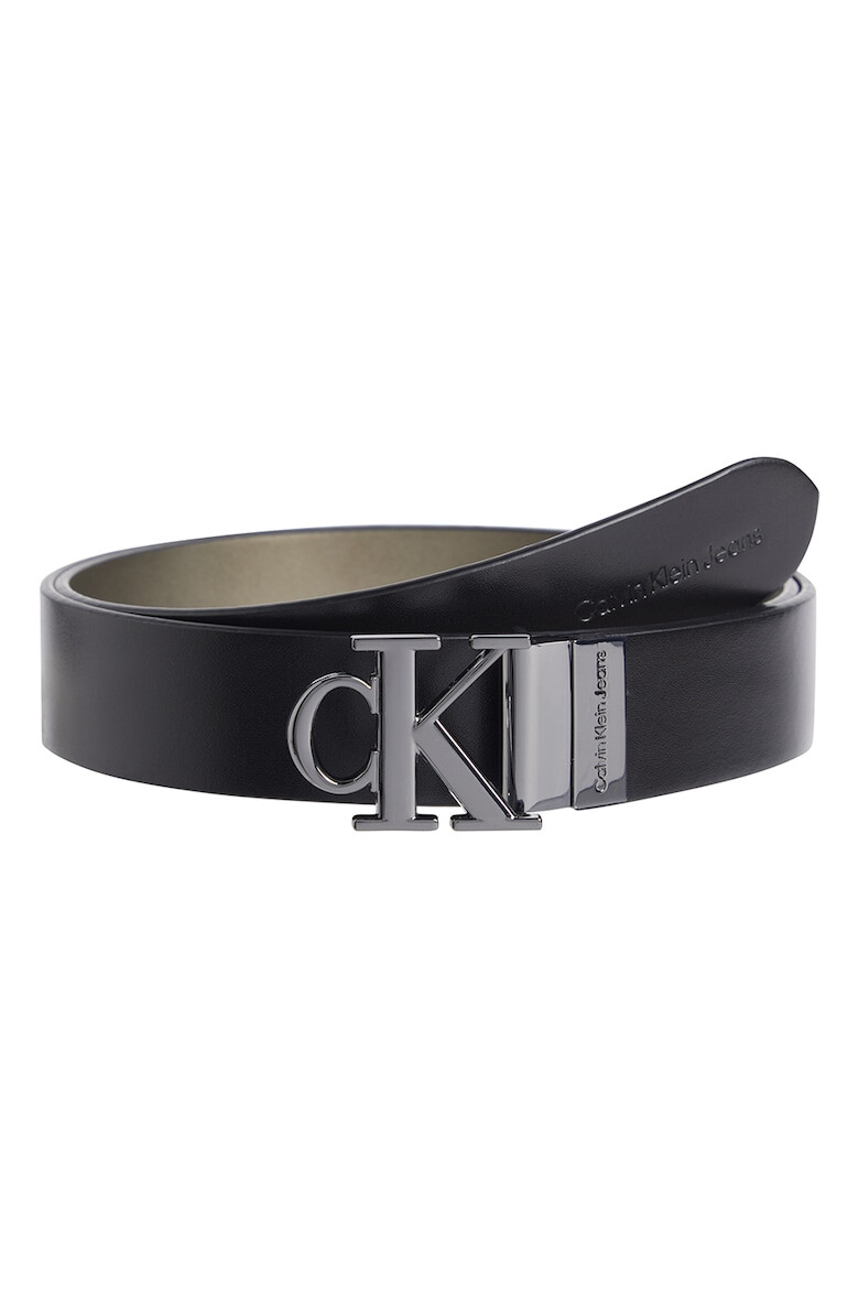 CALVIN KLEIN JEANS Двулицев кожен колан с тока с игла и монограм - Pepit.bg