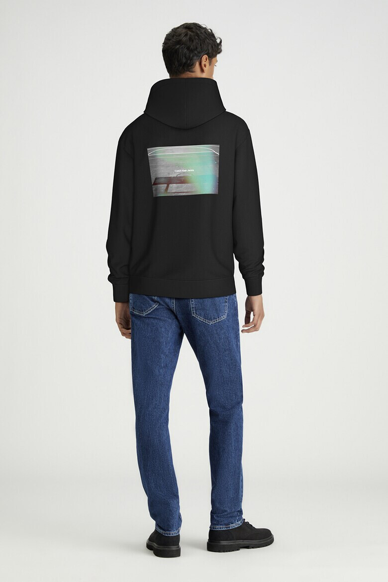 CALVIN KLEIN JEANS Худи с графика - Черен/Тюркоаз - Pepit.bg
