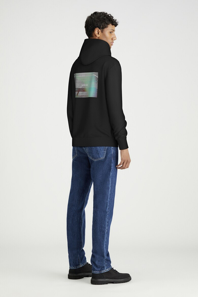 CALVIN KLEIN JEANS Худи с графика - Черен/Тюркоаз - Pepit.bg