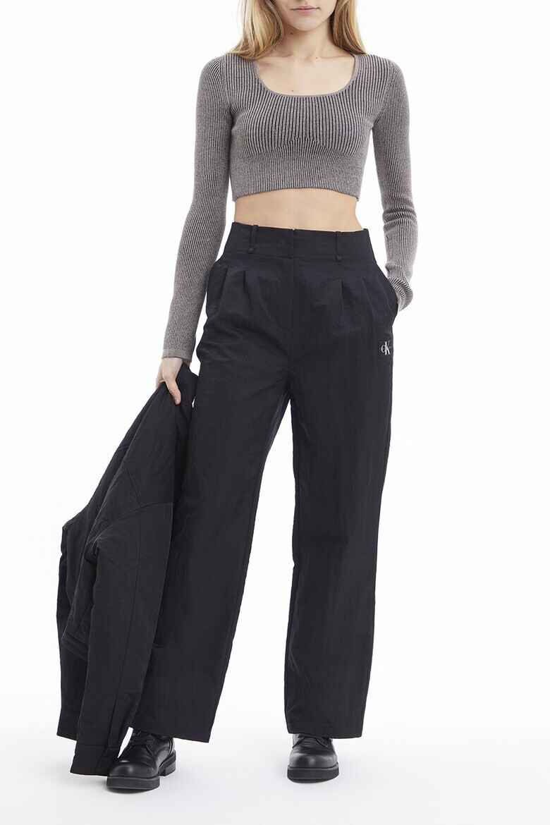 CALVIN KLEIN JEANS Къс рипсен пуловер - Pepit.bg