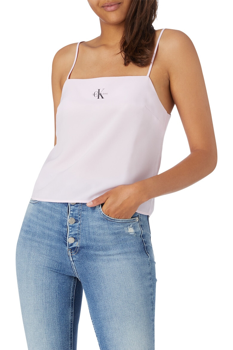CALVIN KLEIN JEANS Сатиниран топ с лого - Pepit.bg