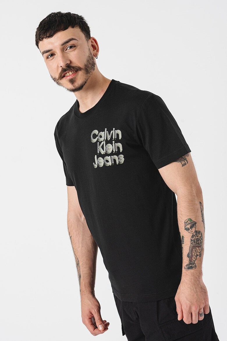 CALVIN KLEIN JEANS Тениска с овално деколте и лого - Pepit.bg