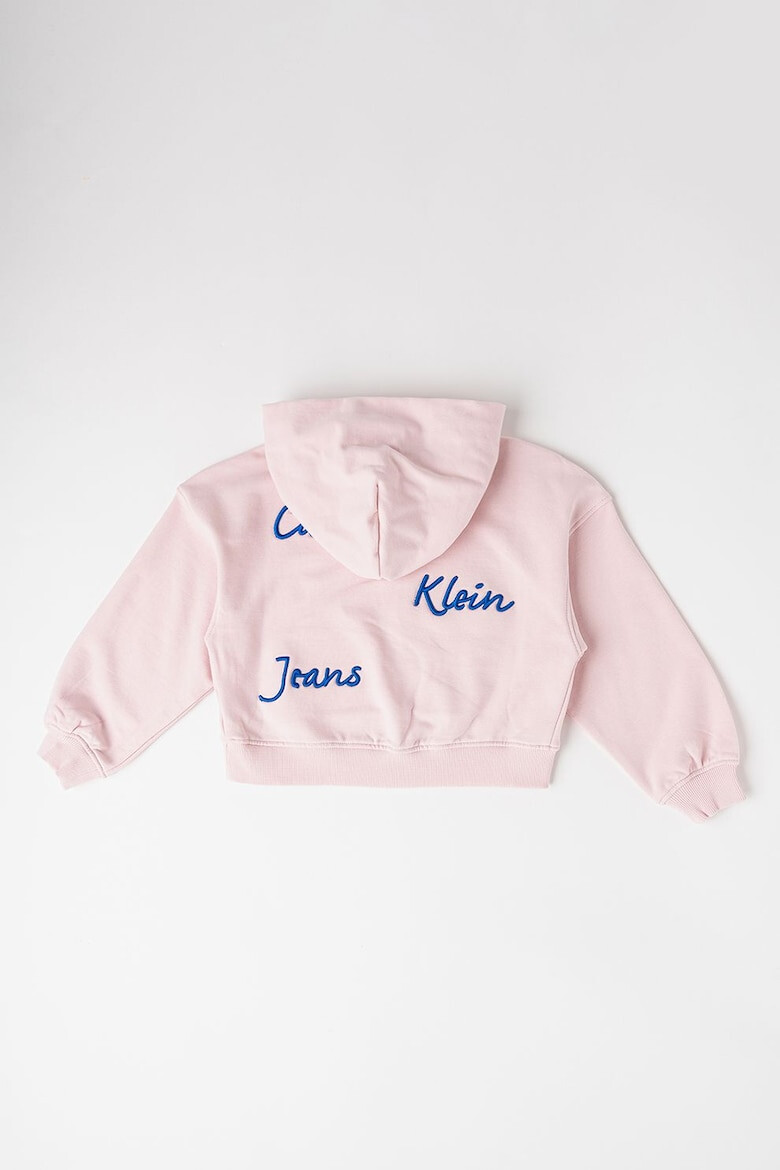 CALVIN KLEIN Худи с памук и лого - Пастелнорозов/Кралско Синьо - Pepit.bg
