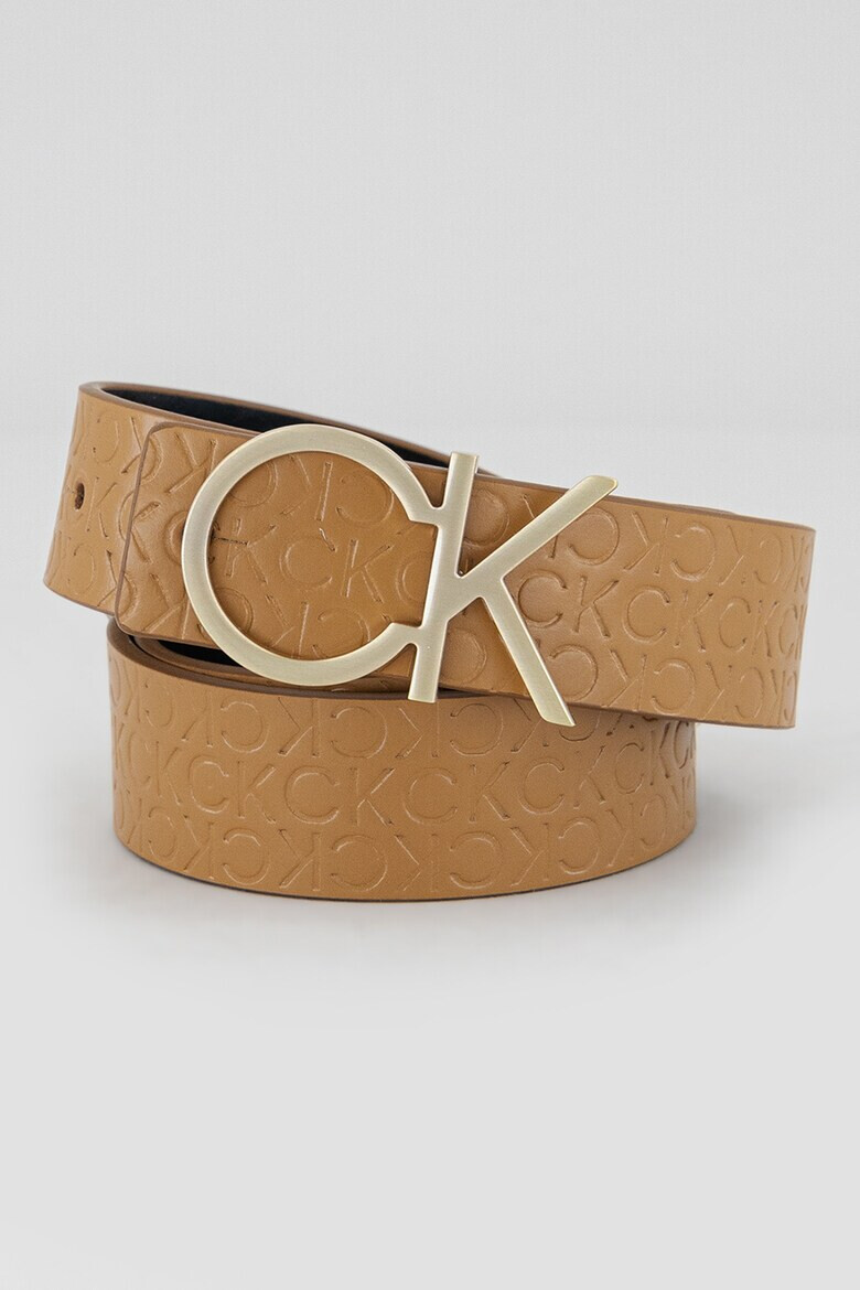 CALVIN KLEIN Кожен колан с релефно лого - Pepit.bg