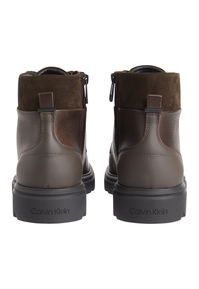 CALVIN KLEIN Кожени боти с велур - Pepit.bg