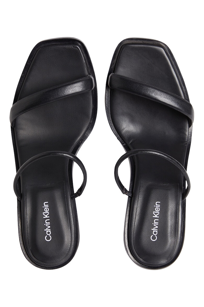 CALVIN KLEIN Кожени сандали тип чехли - Черен - Pepit.bg