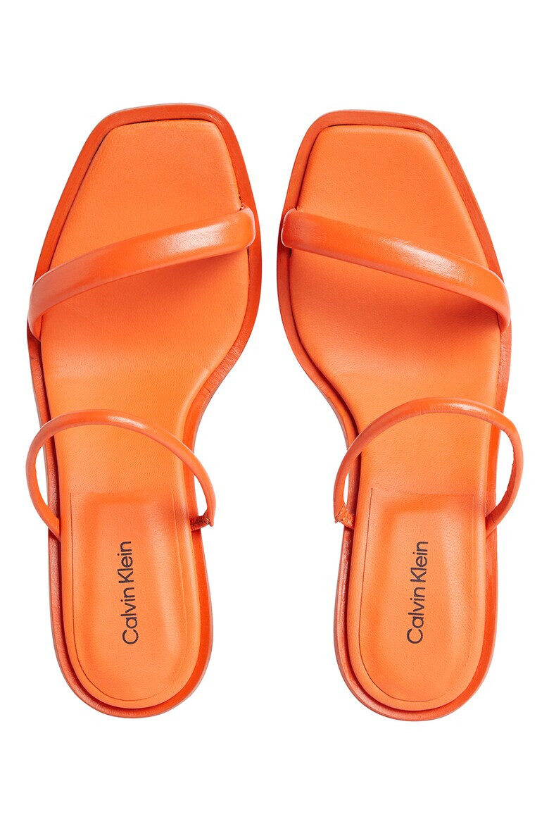 CALVIN KLEIN Кожени сандали тип чехли - Оранжев - Pepit.bg