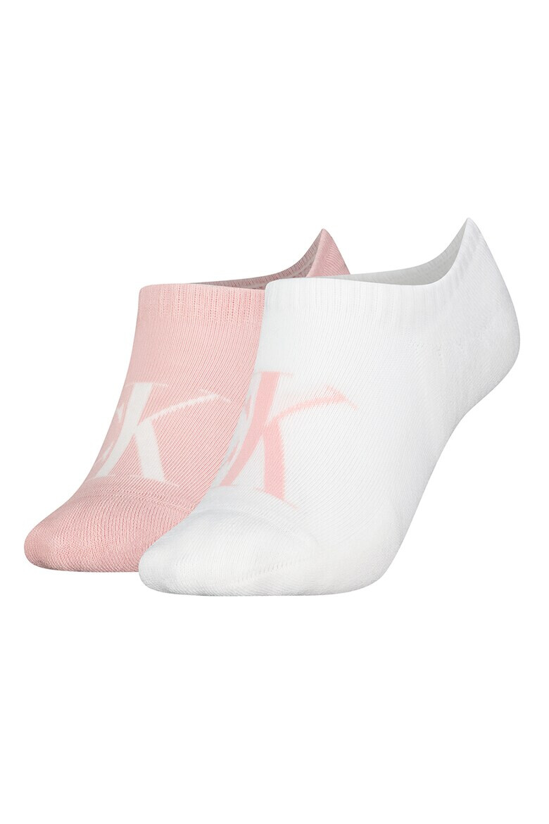 CALVIN KLEIN Къси чорапи с монограм - 2 чифта - Pepit.bg