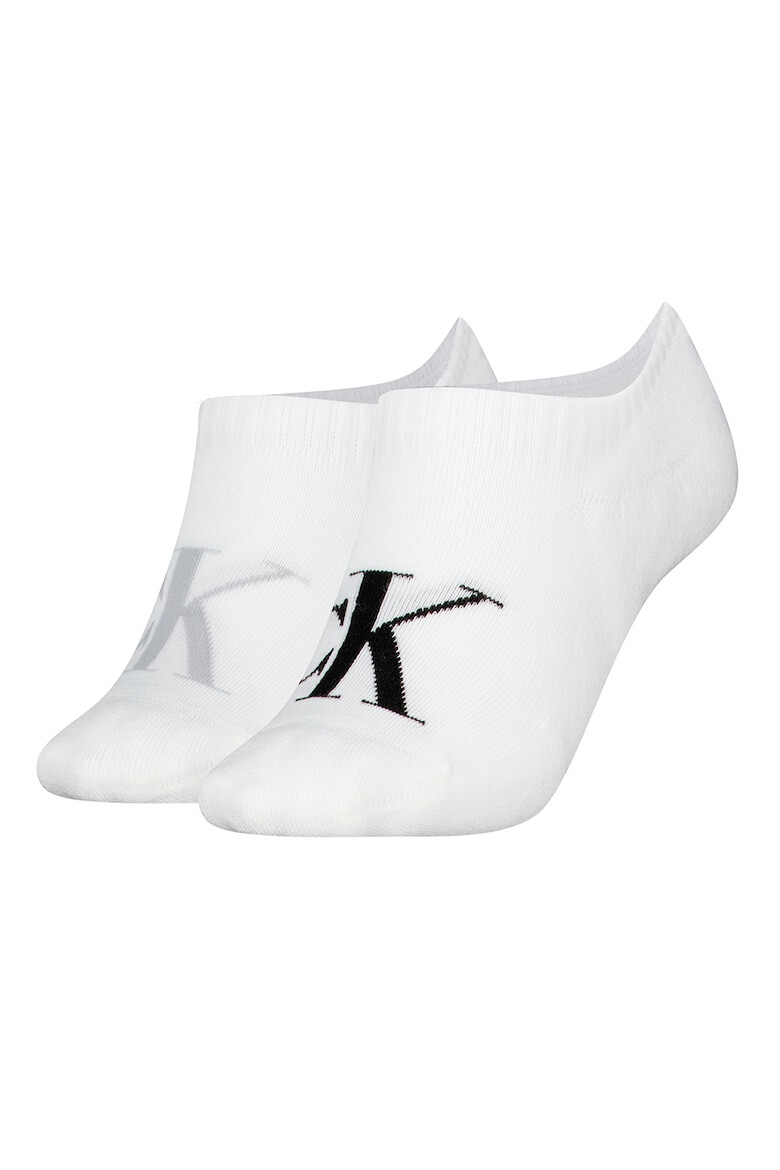 CALVIN KLEIN Къси чорапи с монограм - 2 чифта - Pepit.bg