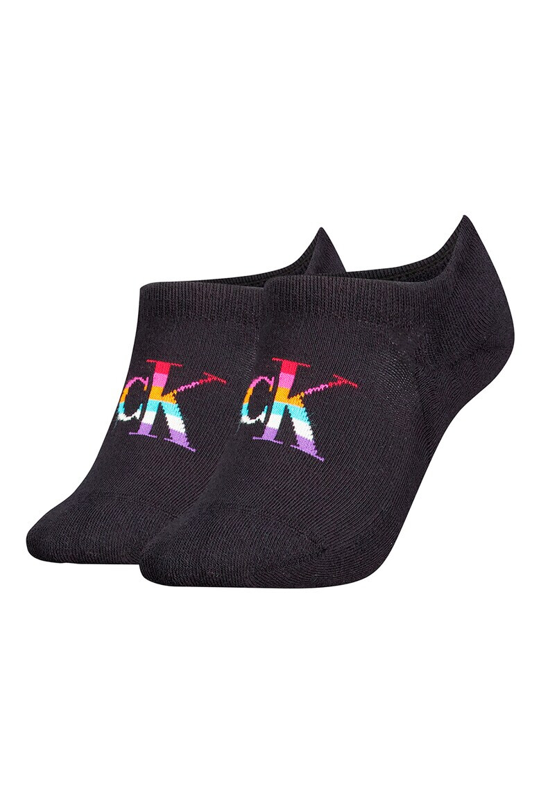 CALVIN KLEIN Къси чорапи с монограм - 2 чифта - Pepit.bg